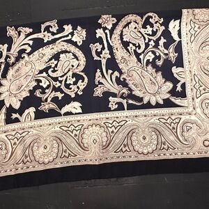Oversized Silk Scarf 43” Black Ivory Paisley | Designer Inspired Luxury Shawl